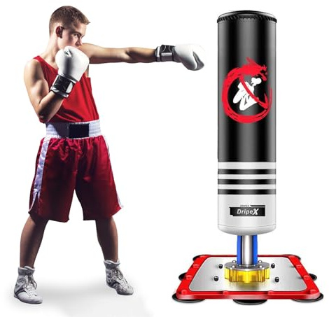 Dripex Sac de Frappe Boxe sur Pied 120 cm avec 12 Ventouses
