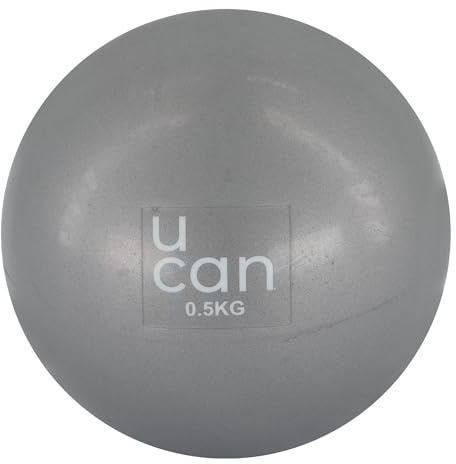 U can Pelota de yoga y pilates con peso, 1 kg, color negro, PVC de alta calidad, para entrenamiento funcional, fortalecimiento muscular y rehabilitación física (gris, 1 libra)