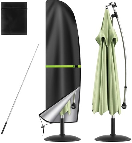 Ainiv Copertura per Ombrellone a Sbalzo Impermeabile, 265 x 40/70/50 cm | Ombrellone da Giardino per Esterni, Tessuto di Rivestimento in PVC Oxford 210D con Asta Telescopica e Cerniera, Diametro 2-3m