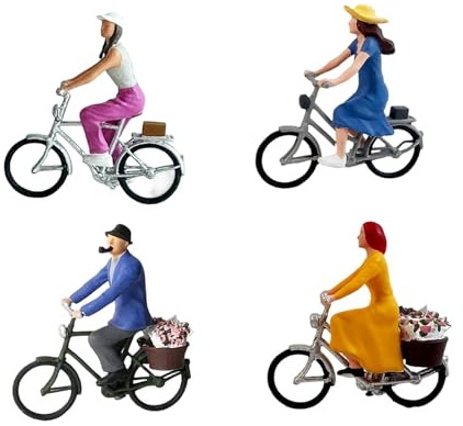 Oshhni 4 Figure di Ciclisti in 1/87, Uomini e Donne, Collezioni Dettagliate, Diorama, scenari, Miniature di Ciclisti.