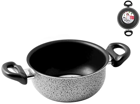 Home Salt Peper Casserole avec 2 poignées, revêtement Anti-adhésif, 14 cm, Aluminium, Noir/Gris