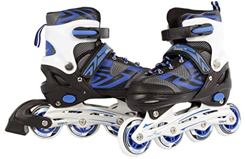 Kids Globe Street Rider Rollers en Ligne (Rollers) Bleu/Noir, réglable, de la Taille 29-32, avec Cadre en Aluminium ABec7