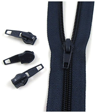 Beads4Crafts 10 METRES + 20 Sliders No.5 Continuous Zip with AUTO Lock Slider 25 Colours Zippers Cushions Upholstery (Navy NO5330)
