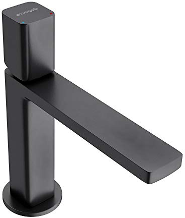 Mai & Mai Armatur Waschtischarmatur eckiges Design Badarmatur Schwarz matt Chrom 19,6cm hoch Waschtisch-Einhebelmischer DIN-Anschlüsse WAO-7901