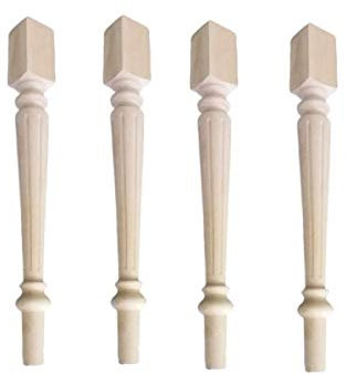 GAMBE PER TAVOLO LEGNO SERIE 4 PEZZI TORNITE QUADRO 90 X 90 ARTE POVERA IN LEGNO H 76 CM