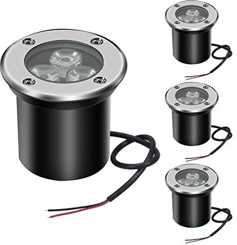 Nother AHOTSUK 4PCS 3W LED Foco Empotrable de Suelo al Aire Libre, Luz de Camino 300 Lumen, Blanco frío 6500K 90°, para Iluminacion de Camino Jardín, IP67Impermeable(12V 24V)