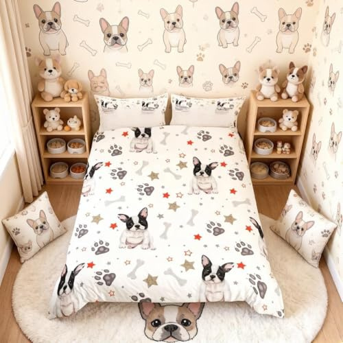 Set di biancheria da letto con bulldog francese e biancheria da letto carino cane 3D Animal copripiumino amanti dei cani animali domestici copriletto copriletto matrimoniale