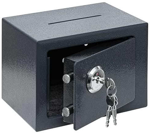 Safe Tresor Möbeltresor mit Einwurfschlitz Doppelbartschlüssel Anthrazitgrau RAL 7016 Doppelbolzen Verriegelung EINWURFSCHLITZ (Safe 230x170x170)