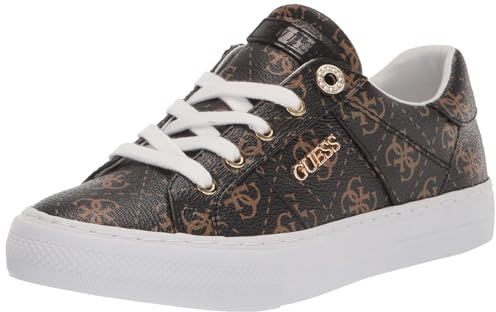 GUESS Loven Damen-Sneaker, Brauner mehrfarbiger Stoff, 6.5