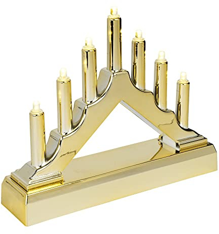 Ideen mit Herz Mini LED-Lichterbogen | 15,6 cm x 13cm x 3,8 cm | Inkl. Timer-Funktion (hellgold)