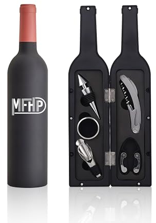 Set regalo di accessori per apribottiglie di vino di lusso - Cavatappi con 1 capsule, anello di gocciolamento, versatore e tappo di vino – Decorazione per pavimento, casa e ufficio - Regali originali