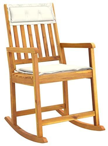 vidaXL Chaise à Bascule avec Coussins Bois Massif d'acacia