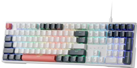 Redragon K668 RGB-Gaming-Tastatur, 104 Tasten + 4 zusätzliche Hotkeys, kabelgebundene mechanische Tastatur mit schallabsorbierendem Schaumstoff, Tastenkappen, roter Schalter