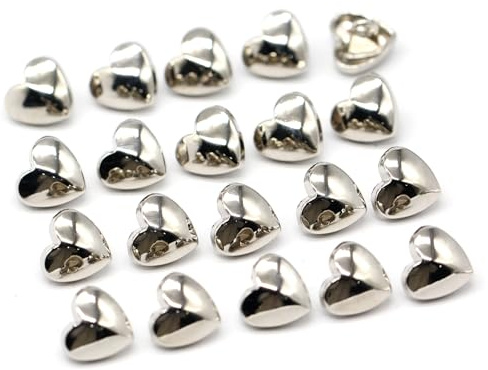 USOSOU 20Pcs 10mm(0.394inch) Heart Shape Gold Metal Buttons for Sewing Small Blouse Shirt Button with Shank DIY Crafts Silver Color