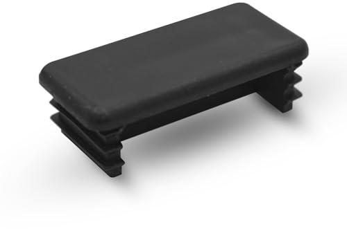 DOJA Barcelona | Profile End Caps | 41 x 21 Rectangular End Caps | Pack of 5 | Rectangular Pipe Plugs | Square Black Plastic End Caps | Chair Leg Caps Floor Protection for Single Installation