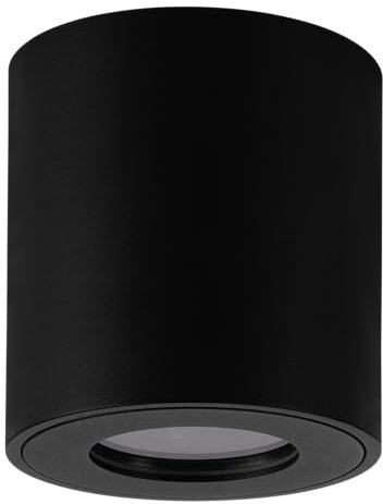 Eglo Plafonnier extérieur Torrecola, lampe d'extérieur en aluminium noir, spot de plafond pour entrée et terrasse, douille GU10, IP44, ? 8 cm