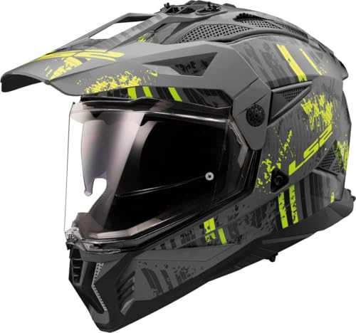 LS2, Casco da Motocross PIONEER II CRAZY Matt Black H-V Yellow, M