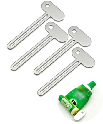 3 Inch Toothpaste Squeezer,4 Pieces Toothpaste Roller Presser Keys,Metal Tube Squeezing Gel Extruder Rolling Aids for Hand Cream Hair Color
