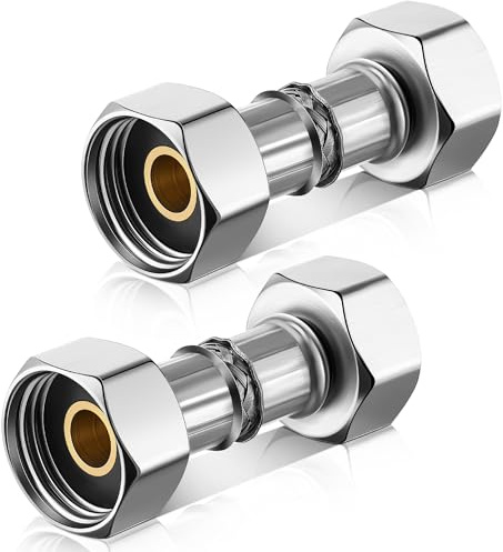 Dreyoo 2 Pack RV Plumbing Fitting, 1/2 Inch to 1/2 Inch Metal Straight Adapter, RV Plumbing Hardware for Connecting Water Pump and Accumulator Tank