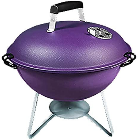 Camping Grill Träkol Bärbar Kolgrill Utomhus BBQ Grill Rostfri Rund Liten Grill Spis Campinggrill Picknickgrill(Purple)