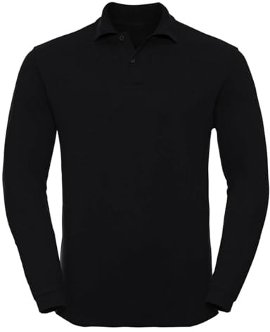WIXSOO Polo Uomo Manica Lunga 100% Cotone Piquet (IT, Testo, XL, Regular, Regular, Nero)