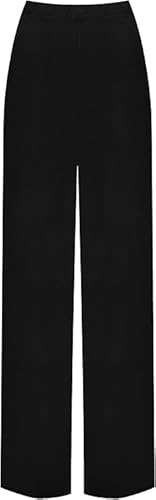 Pretty Attitude Ladies Palazzo Wide Leg Flared Womens Lounge Bottom Pants Elasticated Stretch Plus Size Plain Trousers Size 8-26 (UK, Numeric, 20, 22, Regular, Regular, Black)