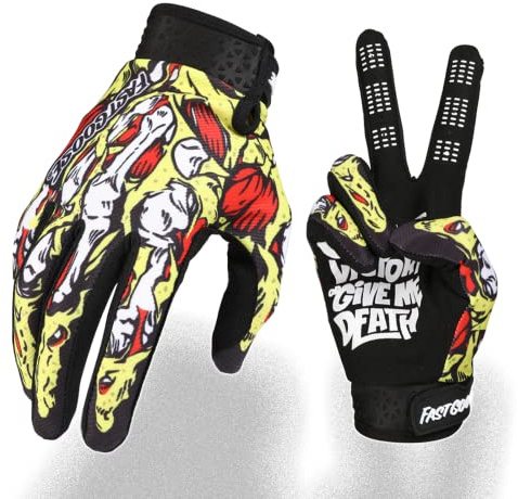Fast passion Guanti da moto Skeleton-Paw per uomo e donna, guanto da ciclismo, traspirante, guanto Dirtbike per ATV, MTB, gara di motocross, giallo 01, taglia M