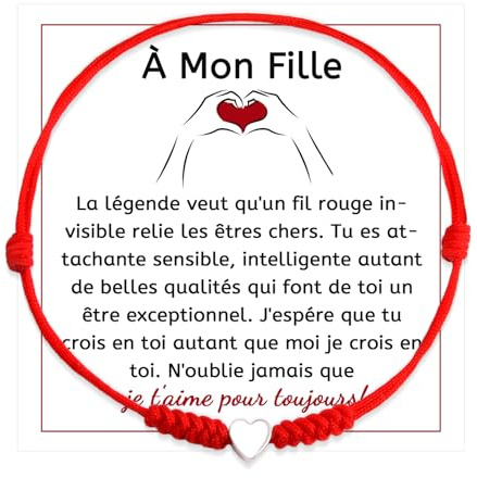 FANCIBAND Cadeau Fille Bracelet Rouge Porte Bonheur Avec Perles d'amour Argent Sterling 925, Cadeau Anniversaire Fille bapteme Fin d'études Rentrée Scolaire Thanksgiving Noël