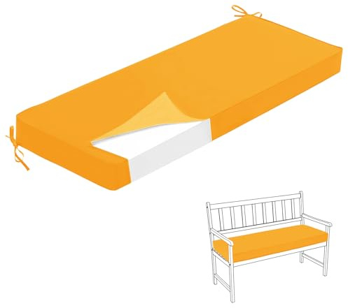 HJZPWB 5 cm de Grosor Ribetes Cojin Banco Exterior Impermeable Cojines para Banco Desmontable Colchoneta Banco Jardin Cojines Banco Exterior Jardin Cojin para Banco,Amarillo,130X50X5CM