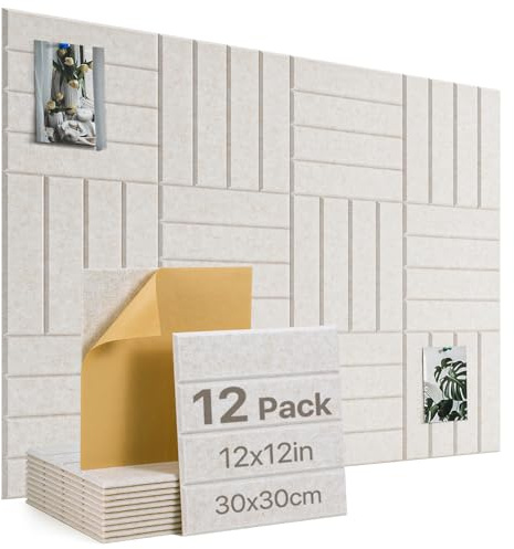 Large Cork Board Alternative 120x90cm, Pin Board 12 Pack Vision Board with Self Adhesive, Felt Notice Board for Home Wall Office Decor Beige
