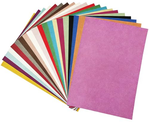 40 Sheets A4 Glitter Cardstock, 20 Colors 250gsm Non-Shed Sparkle Paper, Glitter Card Stock for DIY Crafts, Cricut, Scrapbooking, Party & Wedding Decor