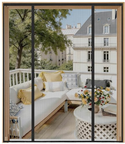 HALIDOOR Mosquitera Puerta Magnética 160x210 cm Doble Puerta, Cortina Antimosquitos Malla Resistente, Cierre Automático, Sin Taladrar, para Balcón, Cocina, Puerta Corredera y Terraza, Negra
