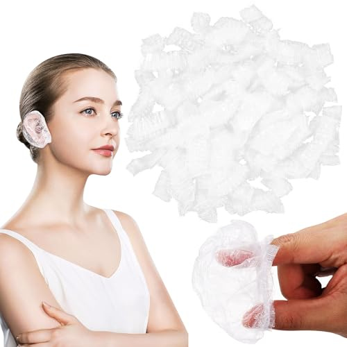 VALICLUD Tapones para Oídos Desechables 200 Unidades Transparentes, Cubiertas Flexibles para Ducha y Peluquerías, Accesorios Impermeables para Baños y Tintes