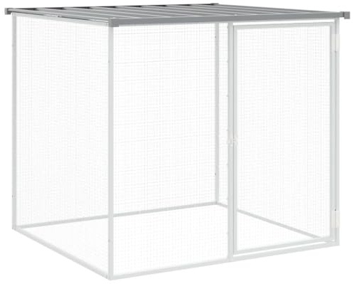 Mhdvray Gabbia per polli con tetto, 103 x 98 x 90 cm, recinto in acciaio zincato, per piccoli animali, recinto resistente alle intemperie, grigio chiaro, con porta richiudibile