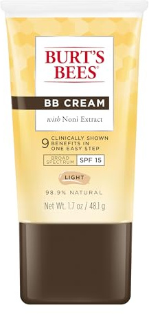 Burt's Bees BB Cream With SPF 15, Broad-Spectrum Sunscreen Tinted Lotion for All Skin Types, 98.9 Percent Natural Origin Skin Care, Light, 1.7 oz. Tube