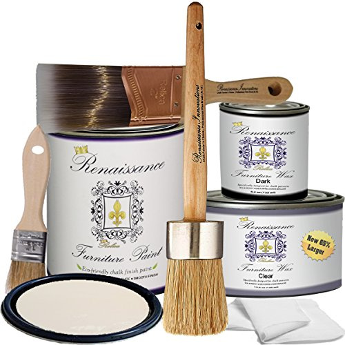 Retique It Chalk Furniture Paint by Renaissance DIY, Wax Kit, 02 Ivory Tower-Antique White, 32 Ounces,7