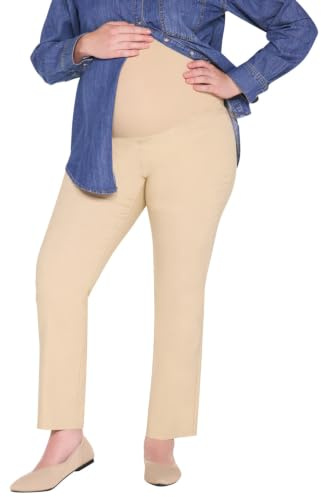 Motherhood Maternity Pantalones de Vestir para Mujer, súper elásticos, Ajuste Secreto sobre el Vientre, Tobillo, Pierna Recta, para el Trabajo, Caqui, X-Large