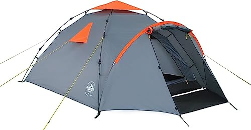 Lumaland Pop Up Zelt | 3-4 Personen Familienzelt | Wurfzelt 220x220x130 cm | Wasserdicht & Windfest | Ideal als Camping, Festival & Reise Zelt | Ultraleicht & Robust [Grau]