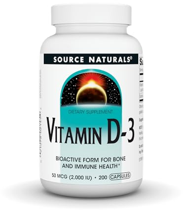 Source Naturals Vitamin D-3, Bioactive Form for Bone & Immune Health*, 50 mcg (2000 IU) - 200 Capsules
