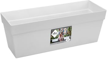 elho Loft Urban Trough 50 - Planter for Balcony & Outdoor - Ø 49.3 x H 18.0 cm - White/White