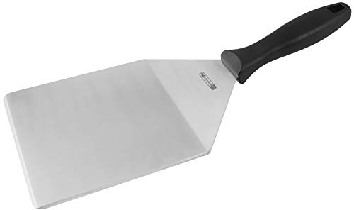 FMprofessional Hamburger-/Pizzawender CHEF, hochwertiger Grillwender mit Funktionsteil aus Edelstahl, robuster Pfannenwender zum Wenden von Bratgut (Farbe: Schwarz/Silber), Menge: 1 Stück
