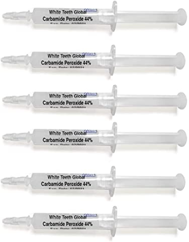 White Teeth GLobal Teeth Whitening Gel 44% Carbamide Peroxide, 6 Tooth Bleaching Gel Syringes