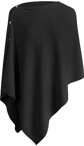 PULI Damen Schal Poncho Decke Cape Cardigan Kaschmir/Kaschmir Wickelschal für Frühling Sommer Herbst, Schwarz, Gr. Einheitsgröße