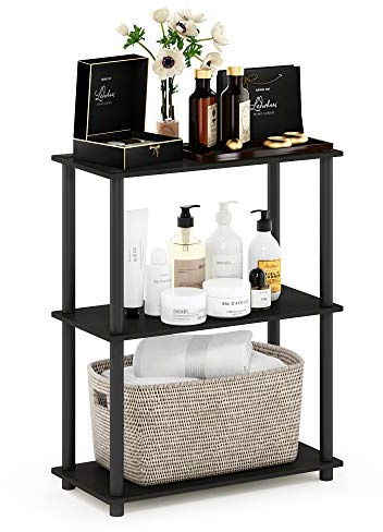 Furinno TURN-N-TUBE Storage Shelves, 3-Tier Book Shelf, Corner Shelf, Toolless Open Shelves, for Organization and Storage, Living Room, Garage, Home Office, Espresso