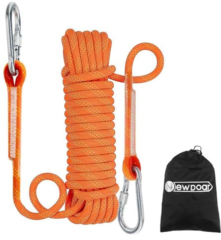 NewDoar 12KN statiskt klättringsrep 10 mm (3/8) tillbehörssladdutrustning 10 m (33 fot), 20 m (66 fot) (98 fot) fly rep isklättringsutrustning brandräddningsrep-orange/20 m