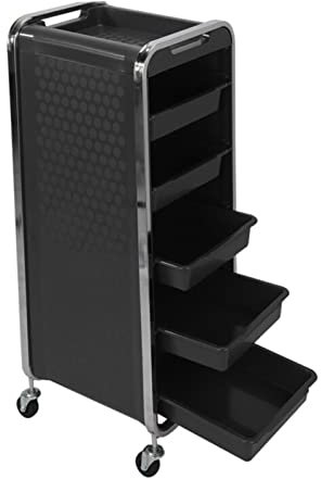 Holdfiturn 6-Tier Salon Storage Trolley 31 * 36 * 90cm with 5 Drawers and Wheels - Multifunctional, Adjustable for Salon Hairdressing Tools (Black)