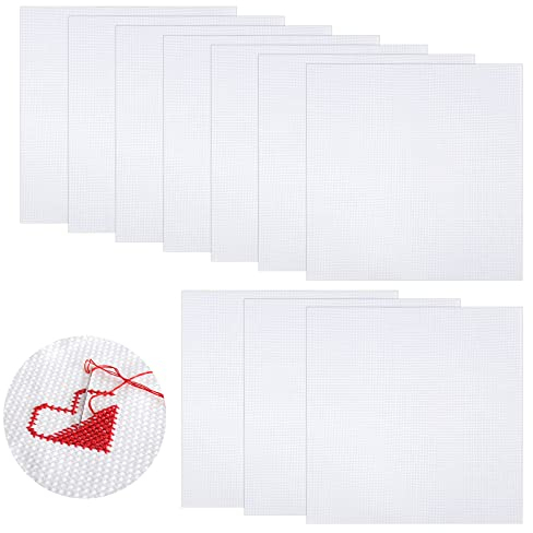 Iyowei 10 Stück Weiße Aida Tuch 30 x 30 cm Kreuzstich Stickerei Stoff Baumwolle Aida-Stoff Klassische Reserve Aida Stoff DIY Sticken tuch Nadelarbeiten stoff für Handwerk Wanddekoration