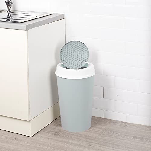 URBNLIVING Round Plastic Bin Recycling Dustbin Recycle Waste Two Way Lid (Teal, 25L)