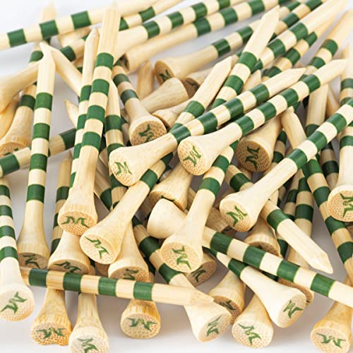 MAZEL Professional Natural Wood/Bamboo Golf Tees 2 3/4 Inch & 3 1/4 Inch,Pack 50,Reduce Friction & Side Spin, More Durable and Stable Golf Tees,Beige