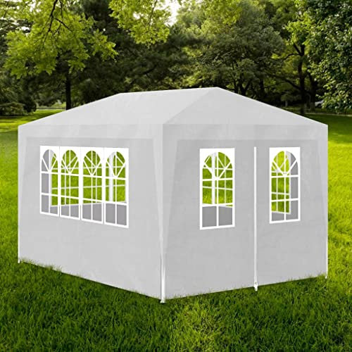 HOMIUSE Tente de Réception 3 x 4 m Blanc Tonnelle Pliante Barnum Pliant Tonnelle de Jardin Chapiteau de Reception Tonnelle Pliante ImperméAble Tente de Plage Tente Reception et Panneaux LatéRaux